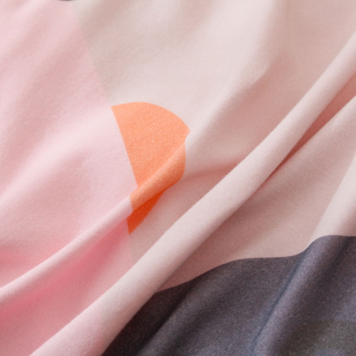 91家纺网 家纺一手货源 找家纺 喜多兔 2022新款全棉针织三件套床品套件-奇妙动物 粉色小斑马艾迪