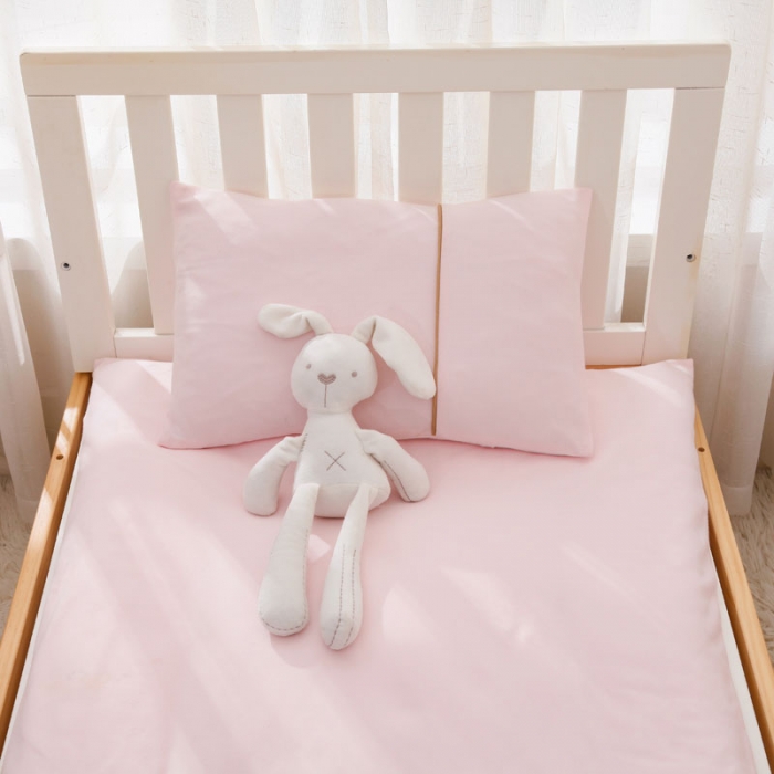 91家纺网 家纺一手货源 找家纺 喜多兔 2022新款全棉针织三件套床品套件-奇妙动物 粉色小斑马艾迪