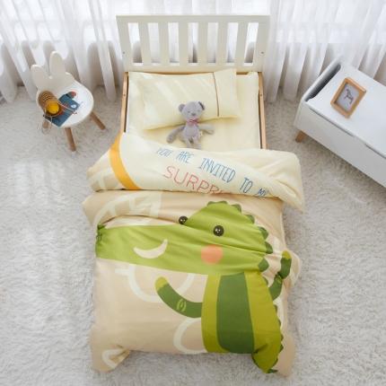 喜多兔 2022新款全棉针织三件套床品套件-奇妙动物 黄色小鳄鱼马克