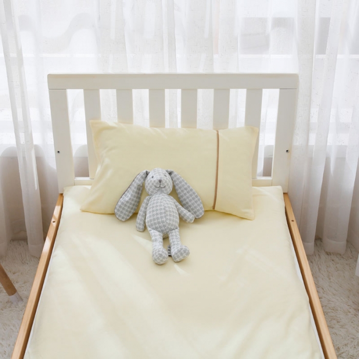 91家纺网 家纺一手货源 找家纺 喜多兔 2022新款全棉针织三件套床品套件-奇妙动物 黄色小象汤米