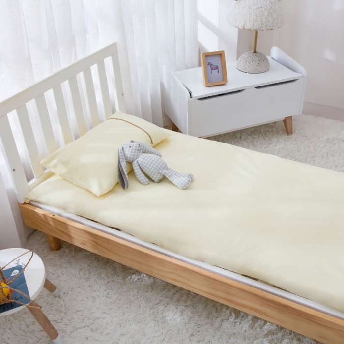 91家纺网 家纺一手货源 找家纺 喜多兔 2022新款全棉针织三件套床品套件-奇妙动物 黄色小象汤米