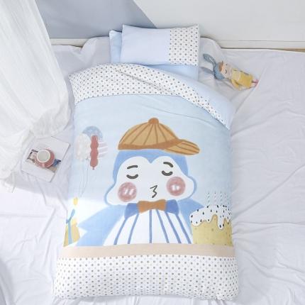 喜多兔 2022新款全棉针织三件套床品套件-小甜点 蓝色蛋糕企鹅
