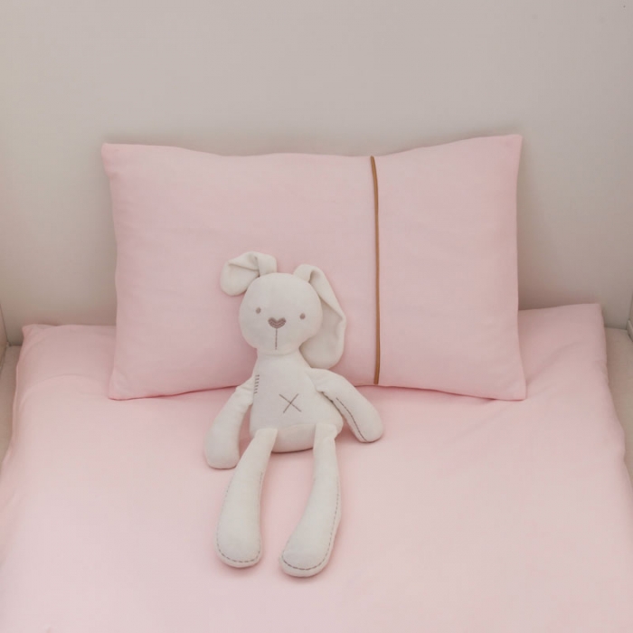 91家纺网 家纺一手货源 找家纺 喜多兔 2022新款全棉针织三件套床品套件-神奇伙伴 粉色睡觉兔