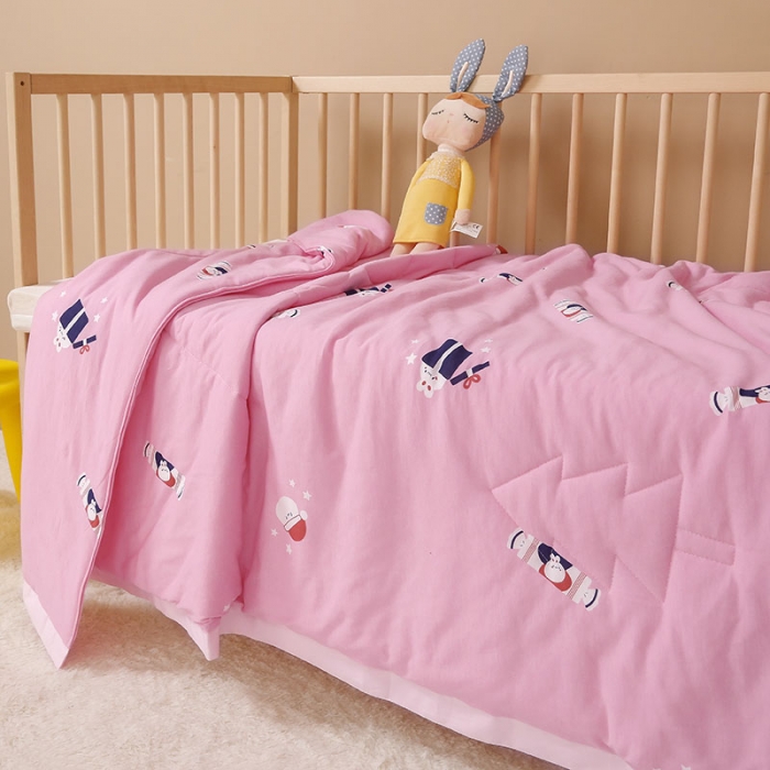 91家纺网 家纺一手货源 找家纺 喜多兔 2022新款全棉针织夏被 奶糖兔粉