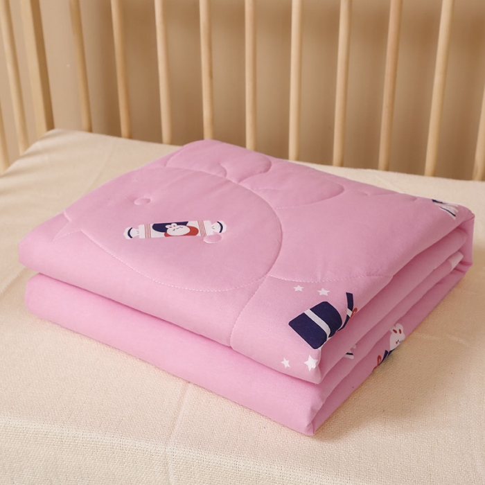 91家纺网 家纺一手货源 找家纺 喜多兔 2022新款全棉针织夏被 奶糖兔粉