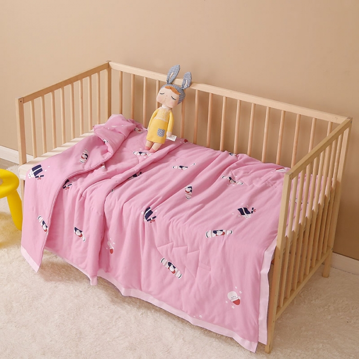 91家纺网 家纺一手货源 找家纺 喜多兔 2022新款全棉针织夏被 奶糖兔粉