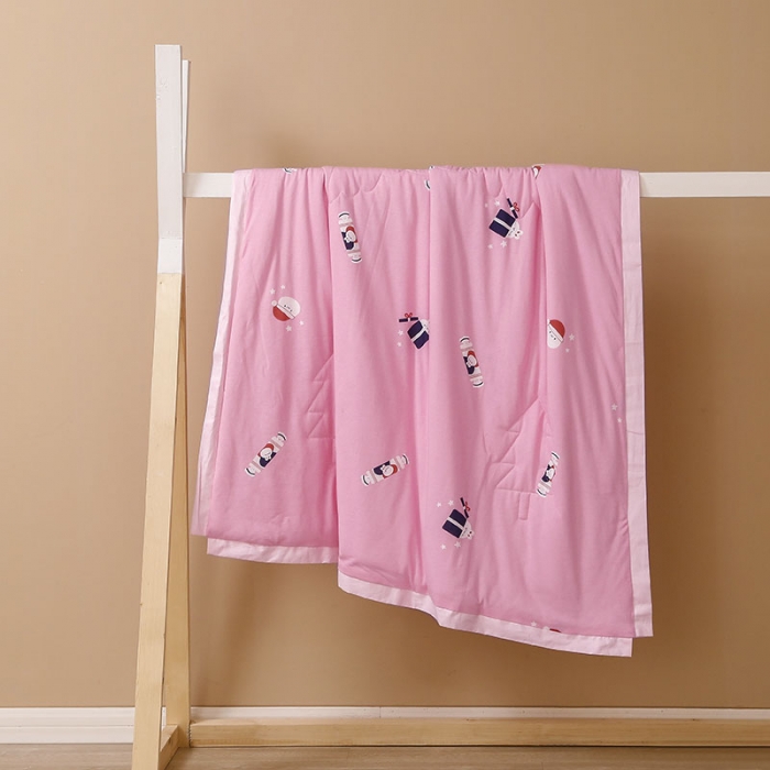 91家纺网 家纺一手货源 找家纺 喜多兔 2022新款全棉针织夏被 奶糖兔粉