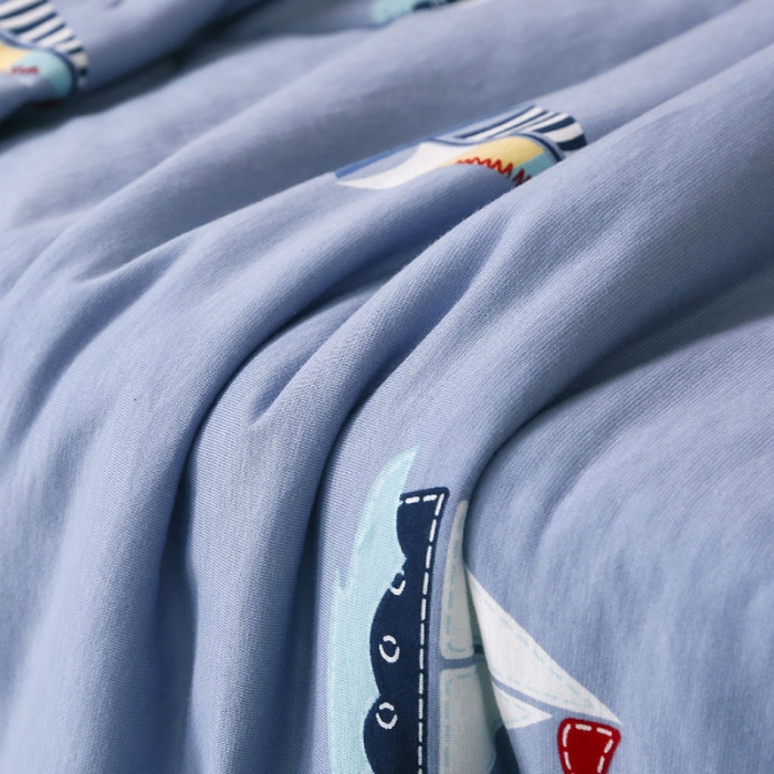 91家纺网 家纺一手货源 找家纺 喜多兔 2022新款全棉针织夏被 小帆船灰