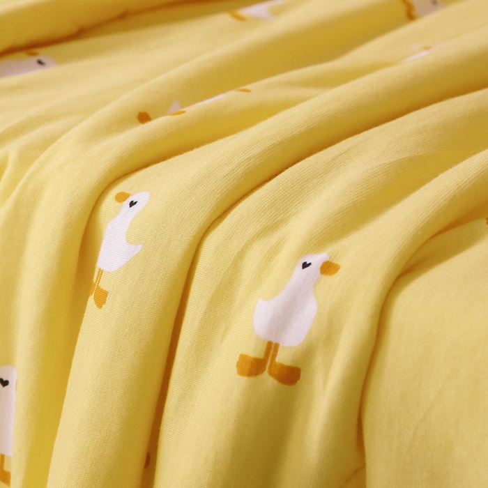 91家纺网 家纺一手货源 找家纺 喜多兔 2022新款全棉针织夏被 鸭宝宝黄色