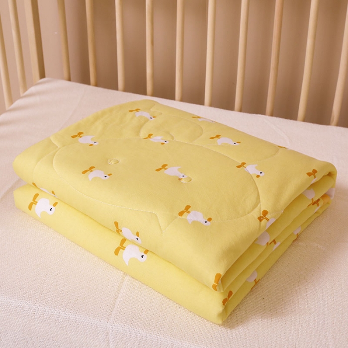 91家纺网 家纺一手货源 找家纺 喜多兔 2022新款全棉针织夏被 鸭宝宝黄色