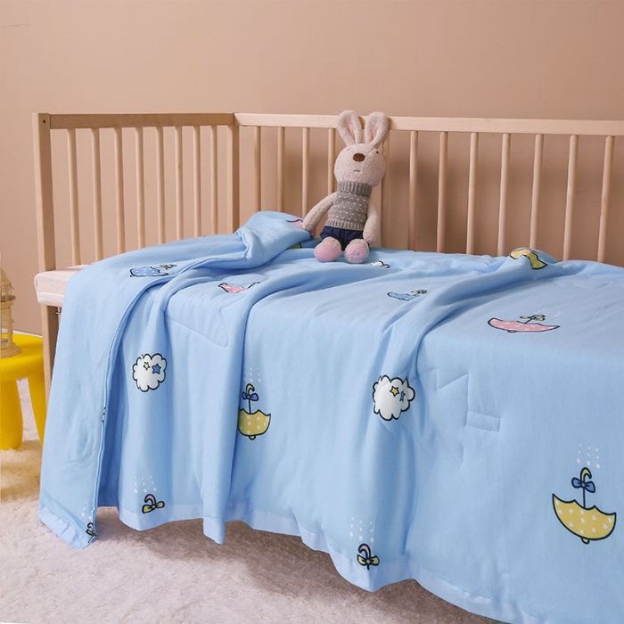 91家纺网 家纺一手货源 找家纺 喜多兔 2022新款全棉针织夏被 雨伞宝宝