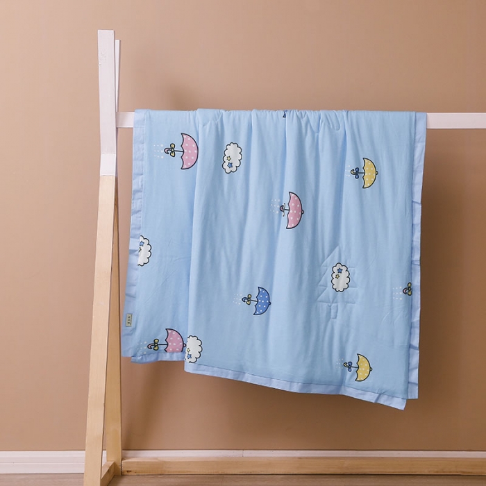 91家纺网 家纺一手货源 找家纺 喜多兔 2022新款全棉针织夏被 雨伞宝宝