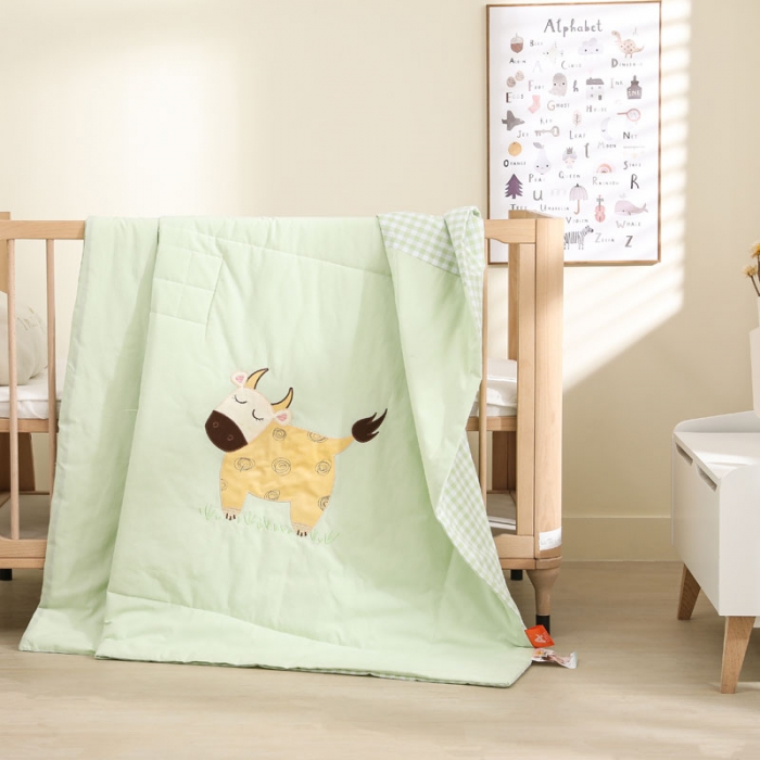 91家纺网 家纺一手货源 找家纺 喜多兔 2022新款小欢畅纯棉水洗色织空调被夏被 勤劳花牛宝贝