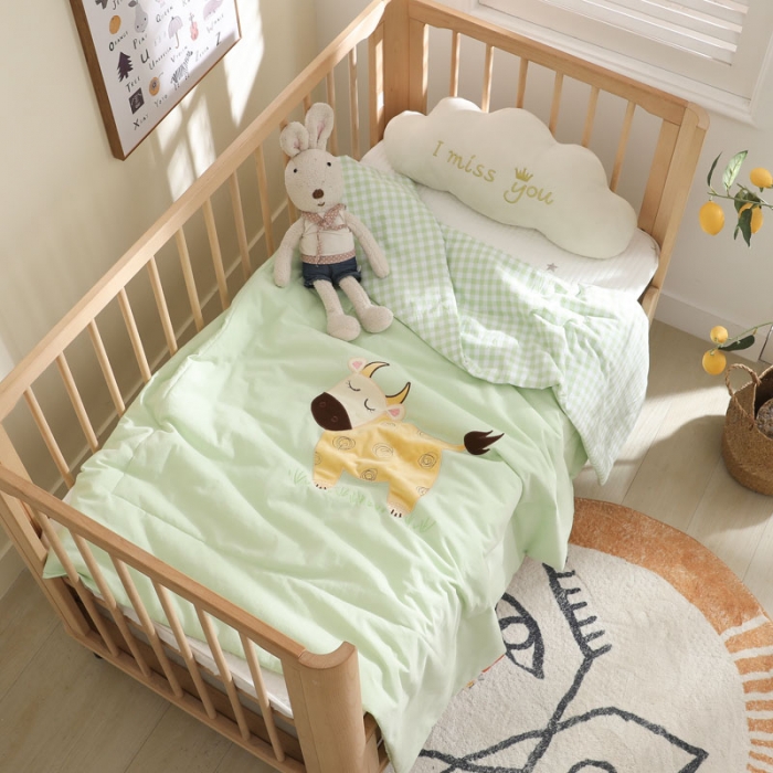 91家纺网 家纺一手货源 找家纺 喜多兔 2022新款小欢畅纯棉水洗色织空调被夏被 勤劳花牛宝贝