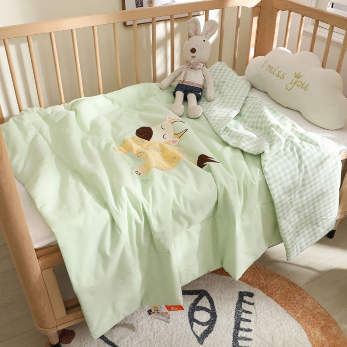 91家纺网 家纺一手货源 找家纺 喜多兔 2022新款小欢畅纯棉水洗色织空调被夏被 勤劳花牛宝贝