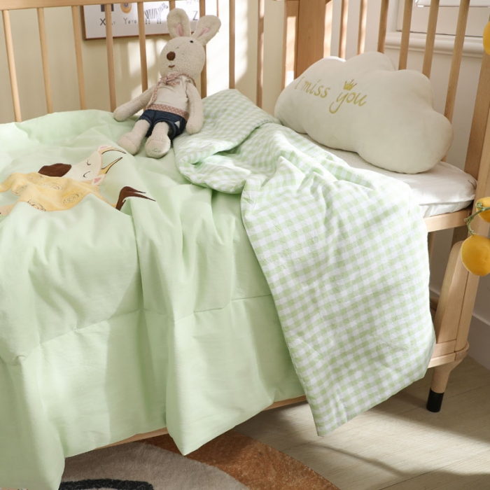 91家纺网 家纺一手货源 找家纺 喜多兔 2022新款小欢畅纯棉水洗色织空调被夏被 勤劳花牛宝贝