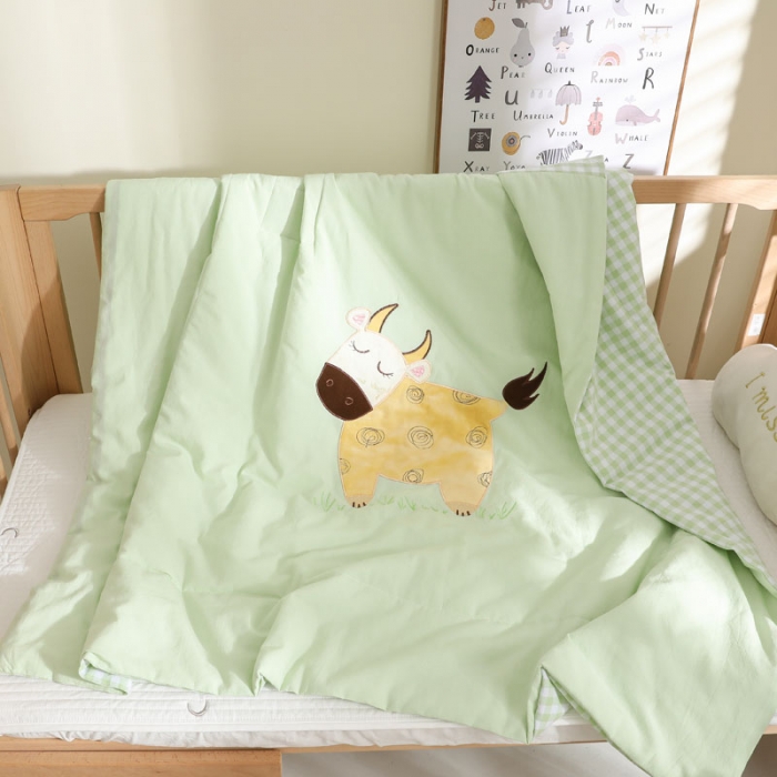 91家纺网 家纺一手货源 找家纺 喜多兔 2022新款小欢畅纯棉水洗色织空调被夏被 勤劳花牛宝贝