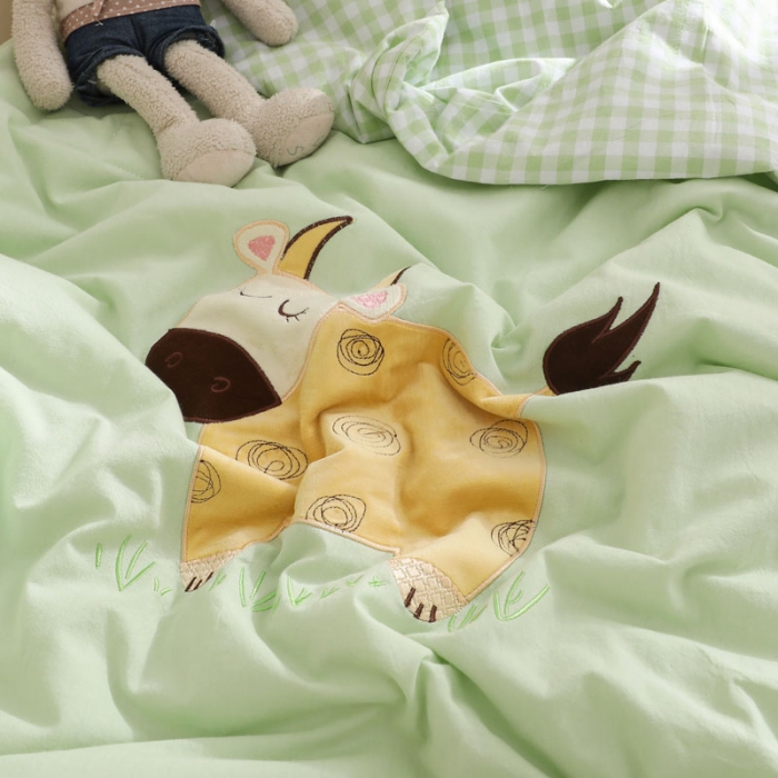 91家纺网 家纺一手货源 找家纺 喜多兔 2022新款小欢畅纯棉水洗色织空调被夏被 勤劳花牛宝贝