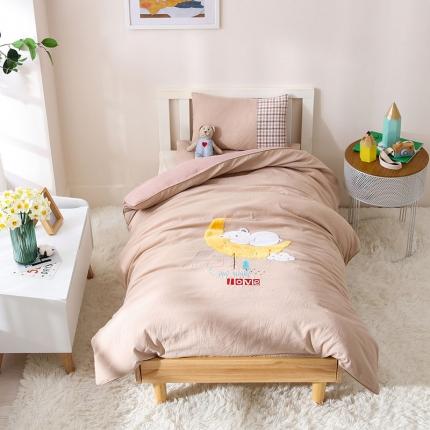 91家纺网 家纺一手货源 找家纺 喜多兔 2022新款小聚会高精密全棉水洗棉三件套 卡特熊