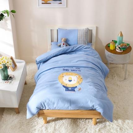 91家纺网 家纺一手货源 找家纺 喜多兔 2022新款小聚会高精密全棉水洗棉三件套 跳跳狮