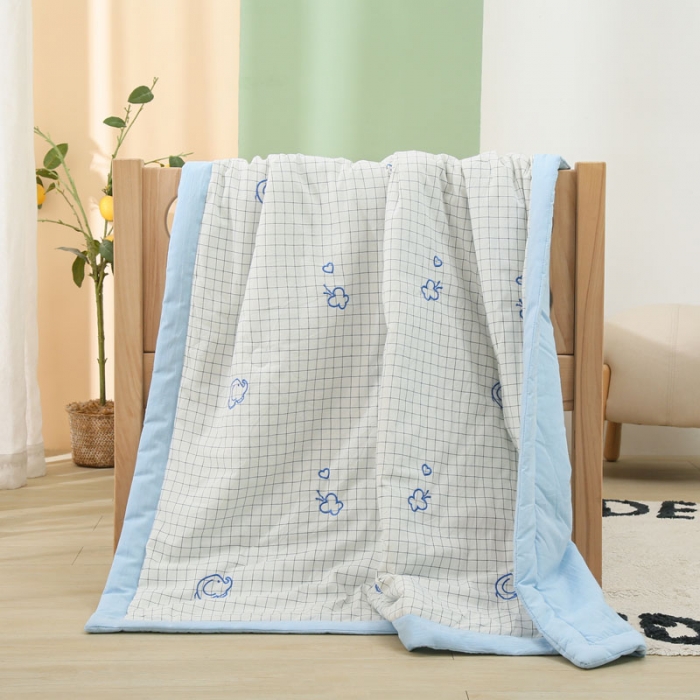 91家纺网 家纺一手货源 找家纺 喜多兔 2022新款小千寻纯棉色织空调被夏被 小象同学