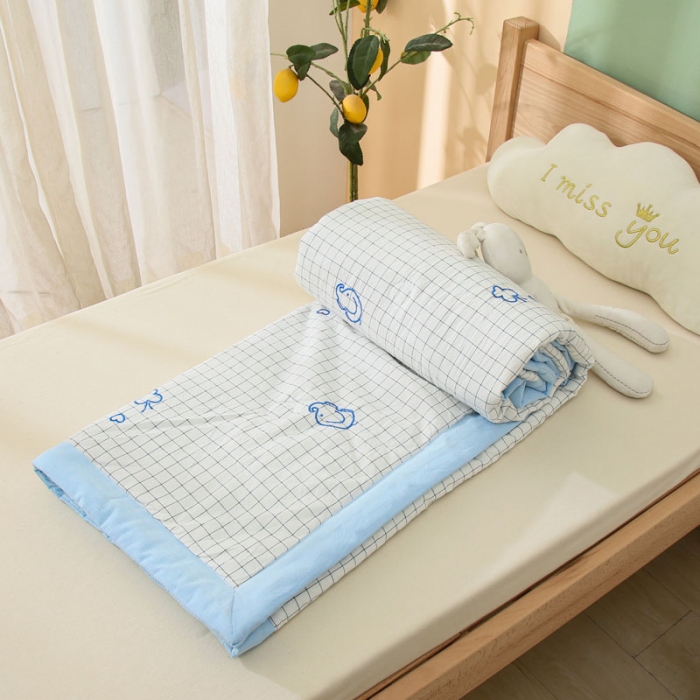 91家纺网 家纺一手货源 找家纺 喜多兔 2022新款小千寻纯棉色织空调被夏被 小象同学