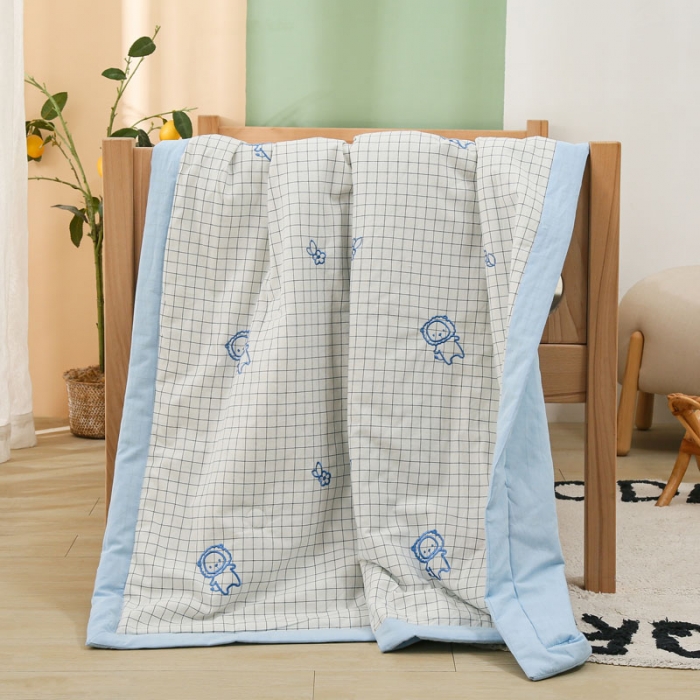 91家纺网 家纺一手货源 找家纺 喜多兔 2022新款小千寻纯棉色织空调被夏被 小狮子同学