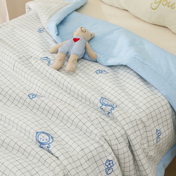 91家纺网 家纺一手货源 找家纺 喜多兔 2022新款小千寻纯棉色织空调被夏被 小狮子同学