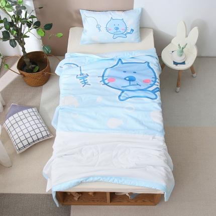 91家纺网 家纺一手货源 找家纺 喜多兔 2022新款小清新莫代尔天丝空调被夏被 蓝色小猫崽