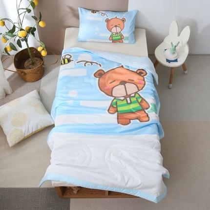 91家纺网 家纺一手货源 找家纺 喜多兔 2022新款小清新莫代尔天丝空调被夏被 蓝色小熊崽