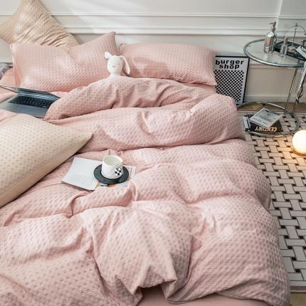 91家纺网 家纺一手货源 找家纺 网客家纺 2024新款全棉华夫格四件套 爱洛粉