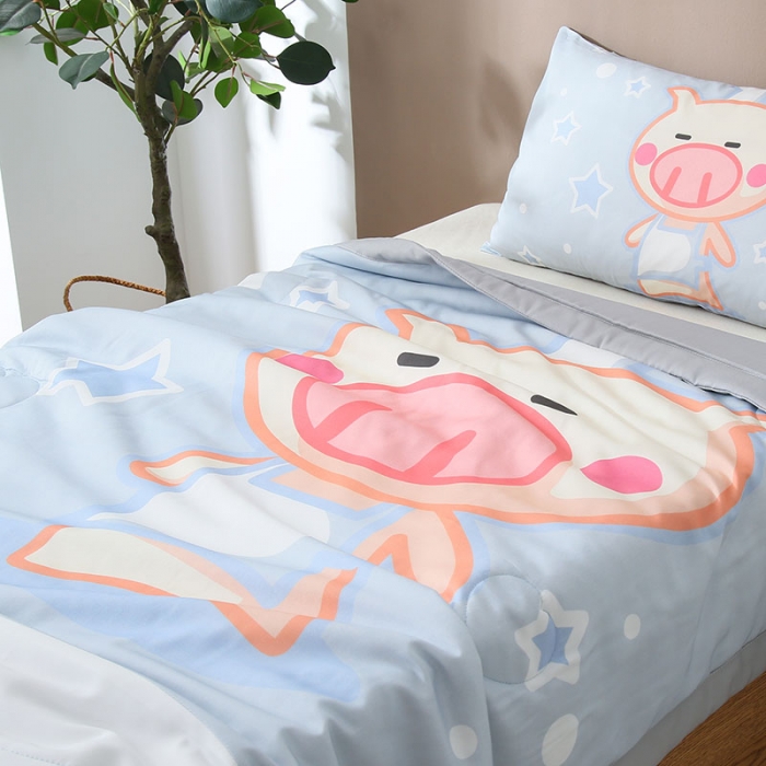 91家纺网 家纺一手货源 找家纺 喜多兔 2022新款小清新莫代尔天丝空调被夏被 灰色小猪崽