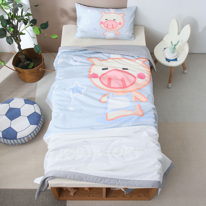 91家纺网 家纺一手货源 找家纺 喜多兔 2022新款小清新莫代尔天丝空调被夏被 灰色小猪崽