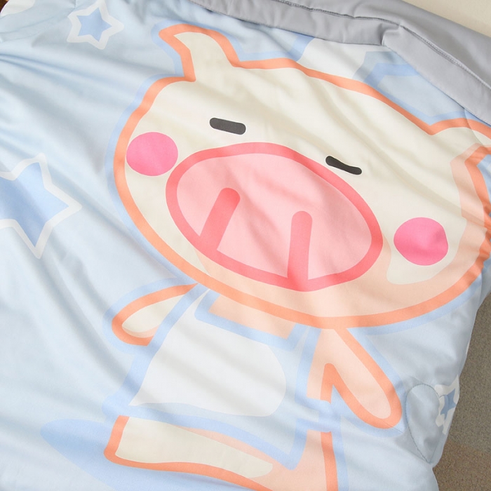 91家纺网 家纺一手货源 找家纺 喜多兔 2022新款小清新莫代尔天丝空调被夏被 灰色小猪崽