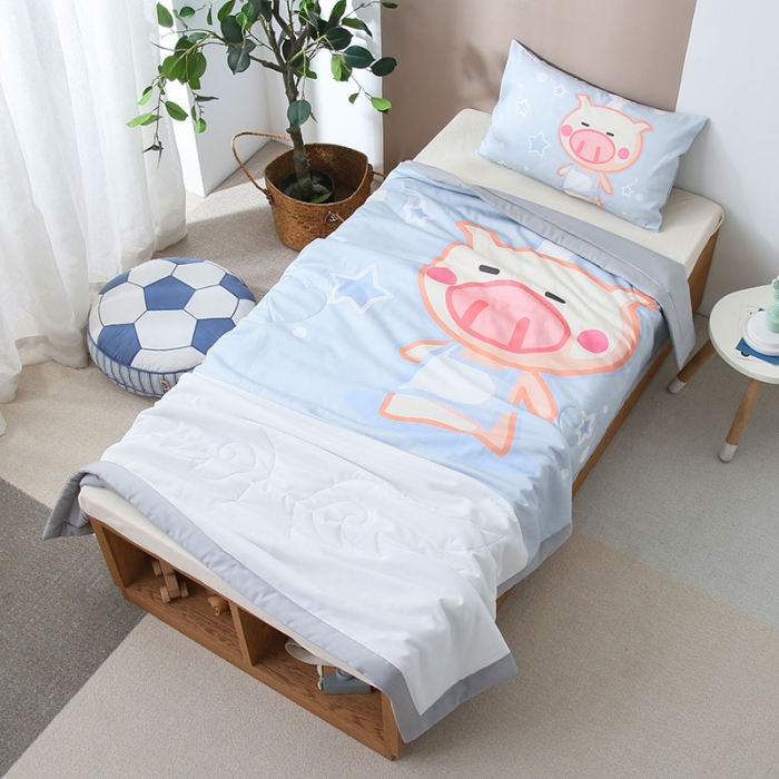 91家纺网 家纺一手货源 找家纺 喜多兔 2022新款小清新莫代尔天丝空调被夏被 灰色小猪崽