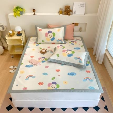 三味舒屋 2025新款抗菌数码印花冰丝席套件 微笑彩虹