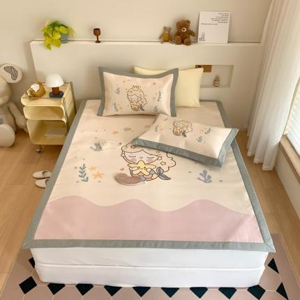 三味舒屋 2025新款抗菌数码印花冰丝席套件 小美鱼