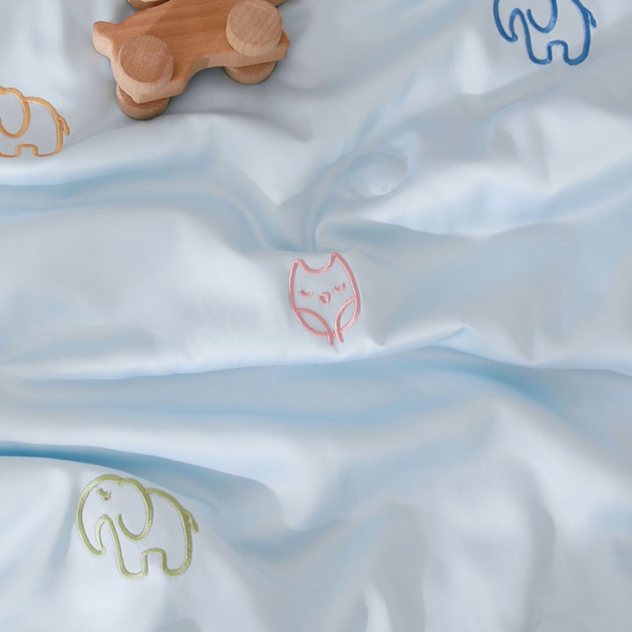 91家纺网 家纺一手货源 找家纺 喜多兔 2022新款莫代尔天丝儿童夏被-小甜蜜 蓝色象仔儿