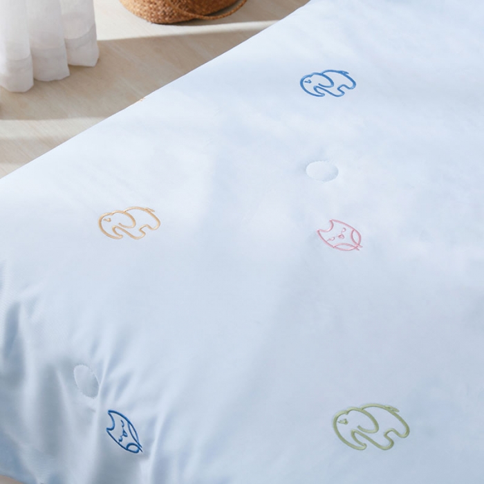 91家纺网 家纺一手货源 找家纺 喜多兔 2022新款莫代尔天丝儿童夏被-小甜蜜 蓝色象仔儿