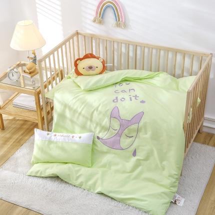 91家纺网 家纺一手货源 找家纺 喜多兔 2022新款小甜心幼儿园儿童床品套件 绿色搞怪小狐狸