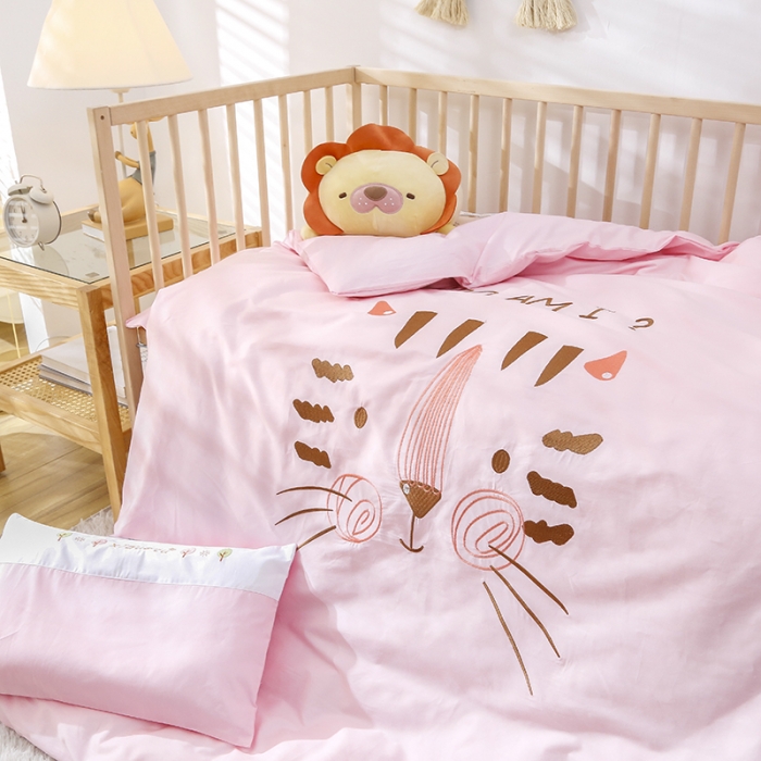 91家纺网 家纺一手货源 找家纺 喜多兔 2022新款小甜心幼儿园儿童床品套件 粉猫凯特