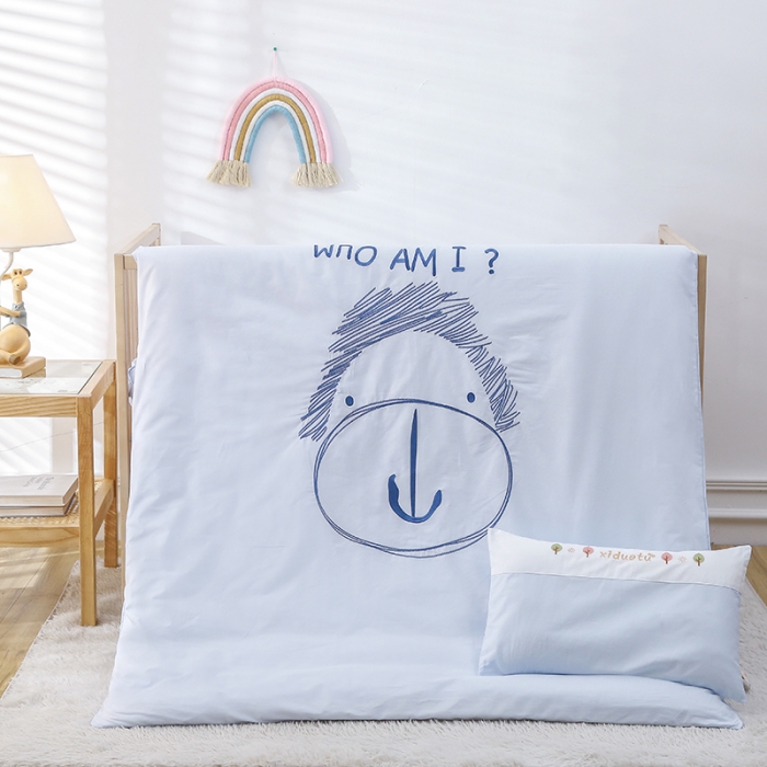 91家纺网 家纺一手货源 找家纺 喜多兔 2022新款小甜心幼儿园儿童床品套件 蓝狗汤米