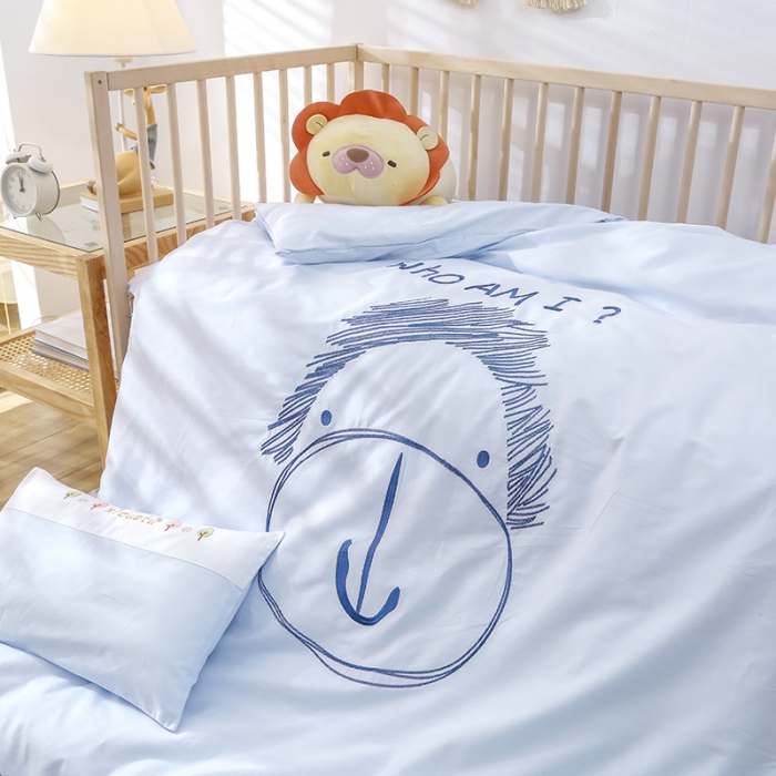 91家纺网 家纺一手货源 找家纺 喜多兔 2022新款小甜心幼儿园儿童床品套件 蓝狗汤米