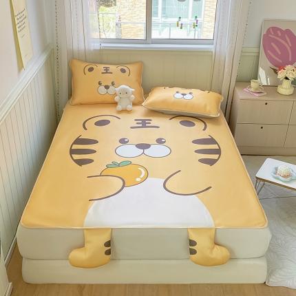 91家纺网 家纺一手货源 找家纺 慕尚 2025大版牛奶丝凉感丝工艺凉席三件套 可爱虎