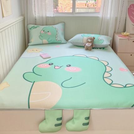 91家纺网 家纺一手货源 找家纺 慕尚 2025大版牛奶丝凉感丝工艺凉席三件套 我爱恐龙