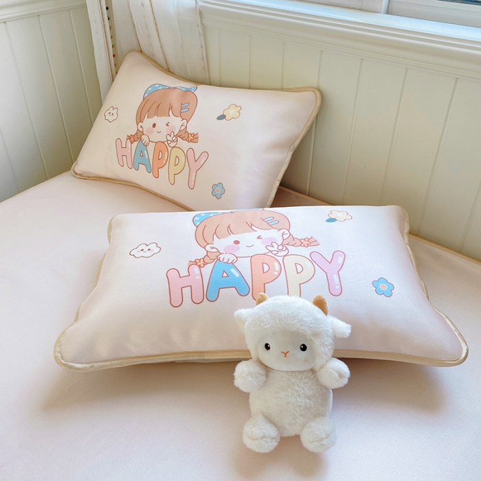 91家纺网 家纺一手货源 找家纺 慕尚 2025大版牛奶丝凉感丝工艺凉席三件套 洋气女孩