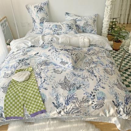 91家纺网 家纺一手货源 找家纺 千朵 2022新款全棉13372四件套 水墨画