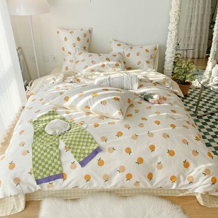 91家纺网 家纺一手货源 找家纺 千朵 2022新款全棉13372四件套 小橘子