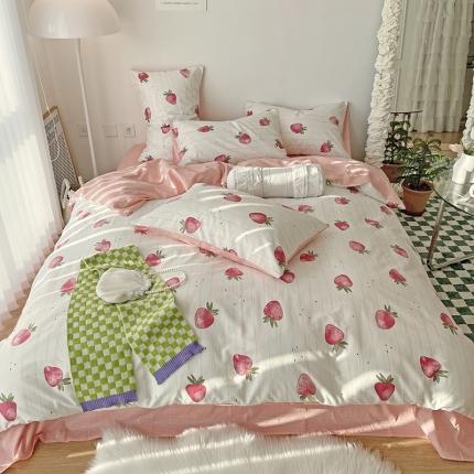 91家纺网 家纺一手货源 找家纺 （总）千朵 2022新款全棉13372四件套,格式化,好梦,蝴蝶结,几何,木槿,水墨画,微笑-兰,微笑-绿,文艺草莓,五彩格,小橘子,小情调,雅致