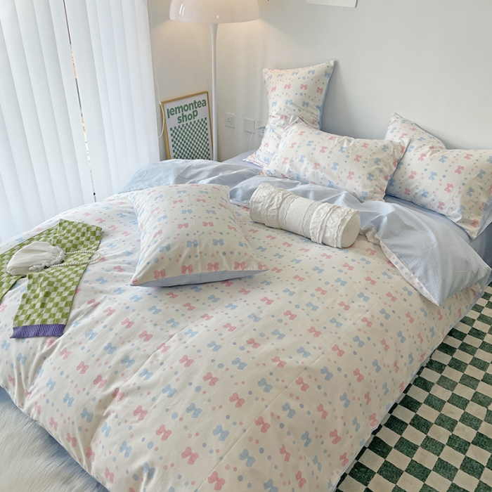 91家纺网 家纺一手货源 找家纺 千朵 2022新款全棉13372四件套 蝴蝶结